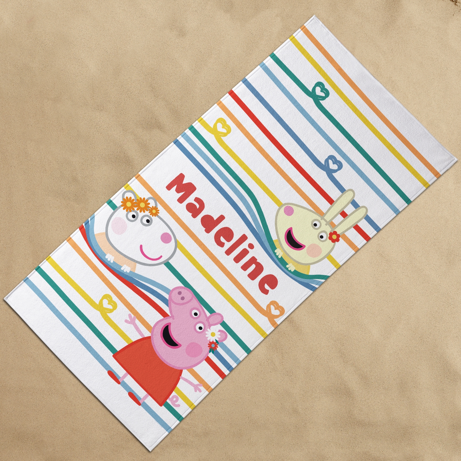 Peppa Pig Stripes and Hearts Beach Towel