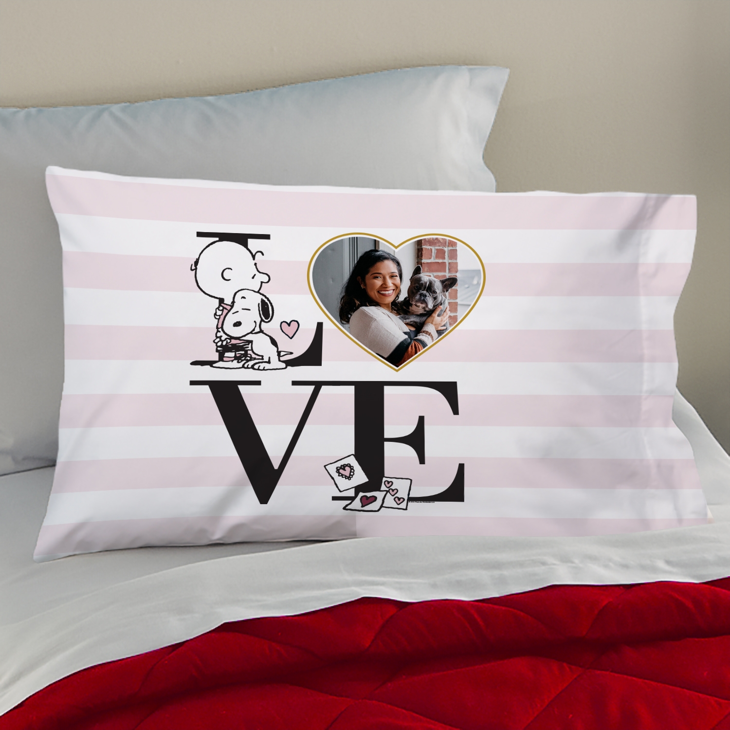 PEANUTS® Love Stripe Photo Pillowcase