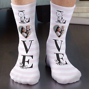 PEANUTS® Love Stripe Photo Socks