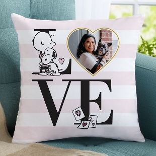 PEANUTS® Love Stripe Photo Throw Pillow