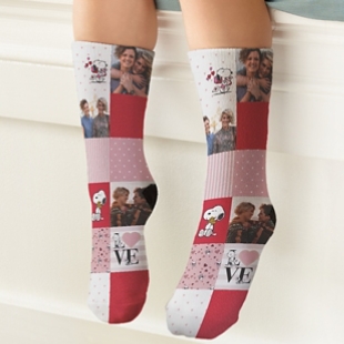 PEANUTS® Valentine's Photo Patchwork Socks