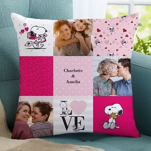 PEANUTS® Valentine's Patchwork Photo Throw Pillow