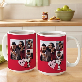 PEANUTS® Valentine's Snoopy™ Heart Initials Photo Mug