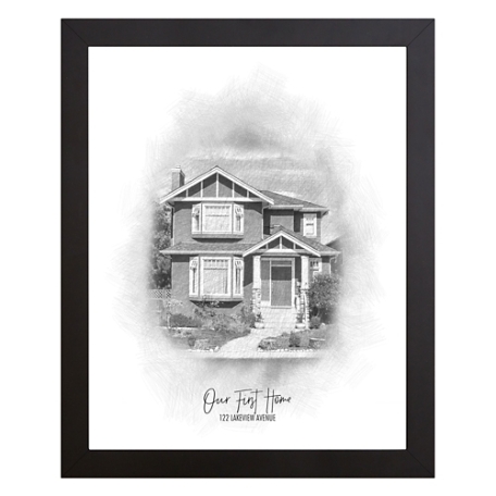 Sketch House Portrait - Framed - 16x20 - Portrait