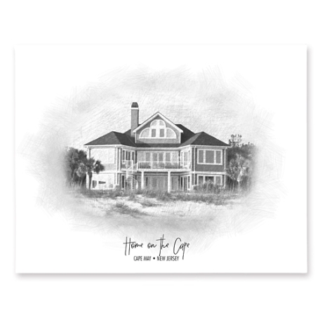 Sketch House Portrait - Unframed - 18x24 - Landscape