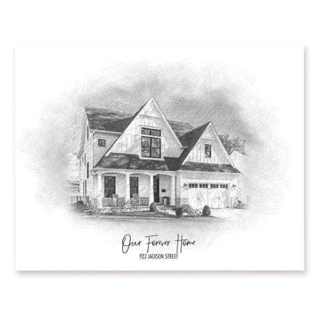 Sketch House Portrait - Unframed - 11x14 - Landscape