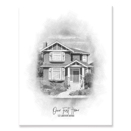 Sketch House Portrait - Unframed - 11x14 - Portrait