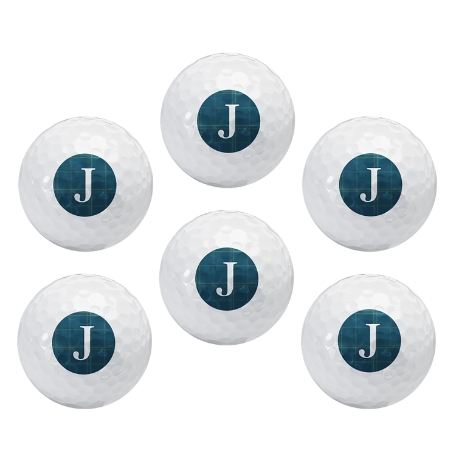 Personalized Golf Balls - Plaid Initial - Set of 6