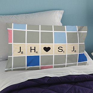 Scrabble® Initial Hearts Pillow Case