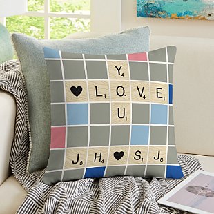 Scrabble® Initial Hearts Throw Pillow