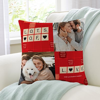 Scrabble® Lots of Love Photo Throw Pillow