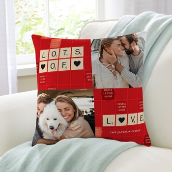 Scrabble® Lots of Love Photo Throw Pillow