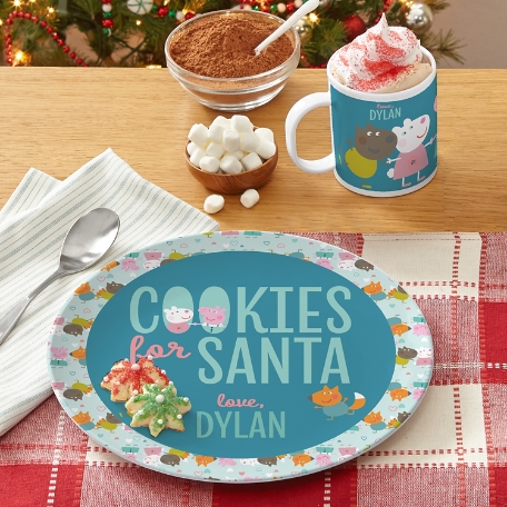 Peppa Pig and Friends Cookies for Santa Personalized Tableware