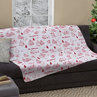 PEANUTS® Holiday Toile Pattern Plush Blanket