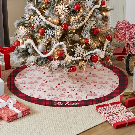PEANUTS® Holiday Toile Pattern Quilted Tree Skirt