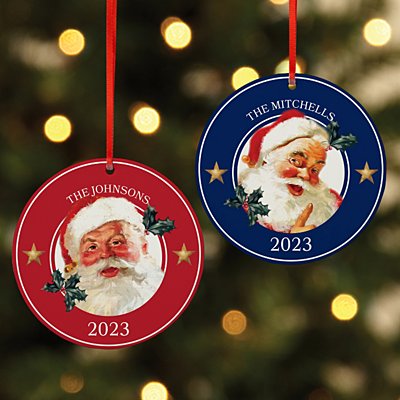 Traditional Santa Round Ornaments