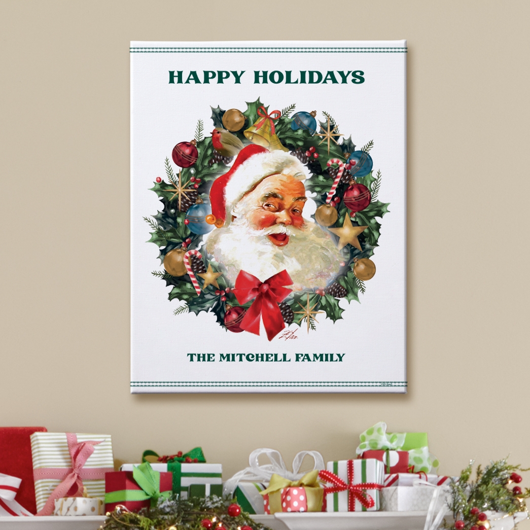 Santa Wreath Canvas