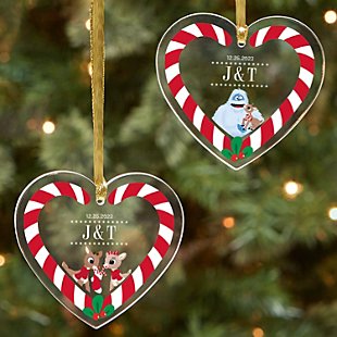 Rudolph® Candy Cane Acrylic Heart Ornament
