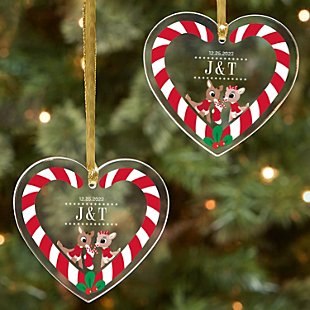Rudolph® Candy Cane Acrylic Heart Ornament