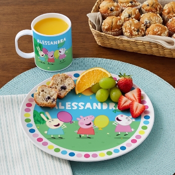 Peppa Pig Group Balloons Plate and Mug