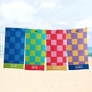 Crayola™ Checkerboard Personalized Beach Towels