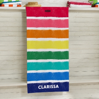 Crayola™ Rainbow Stripes Personalized Beach Towel