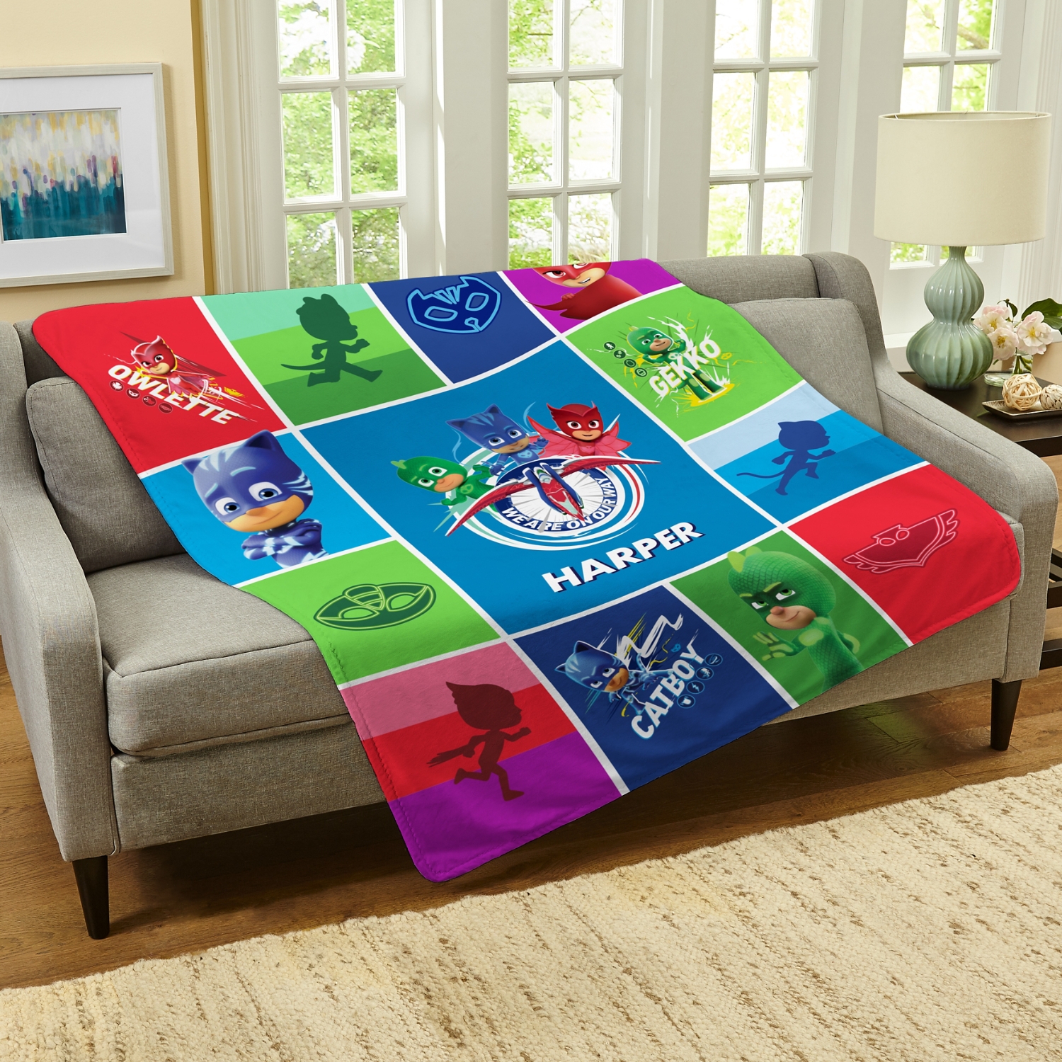 PJ Masks Character Panel Plush Blanket