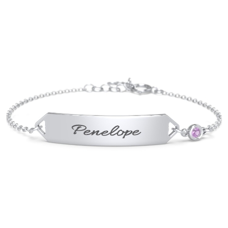 Children's Birthstone Name Bracelet - Medium - Cursive