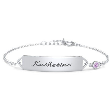 Children's Birthstone Name Bracelet - Small - Cursive
