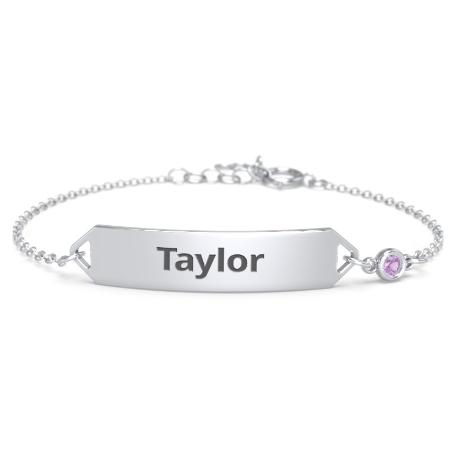 Children's Birthstone Name Bracelet - Small - Modern