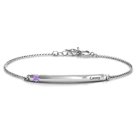 Customized Family Birthstone Bar Bracelet - 1 Stone