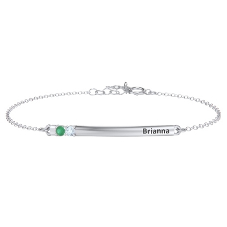 Customized Family Birthstone Bar Bracelet - 2 Stones
