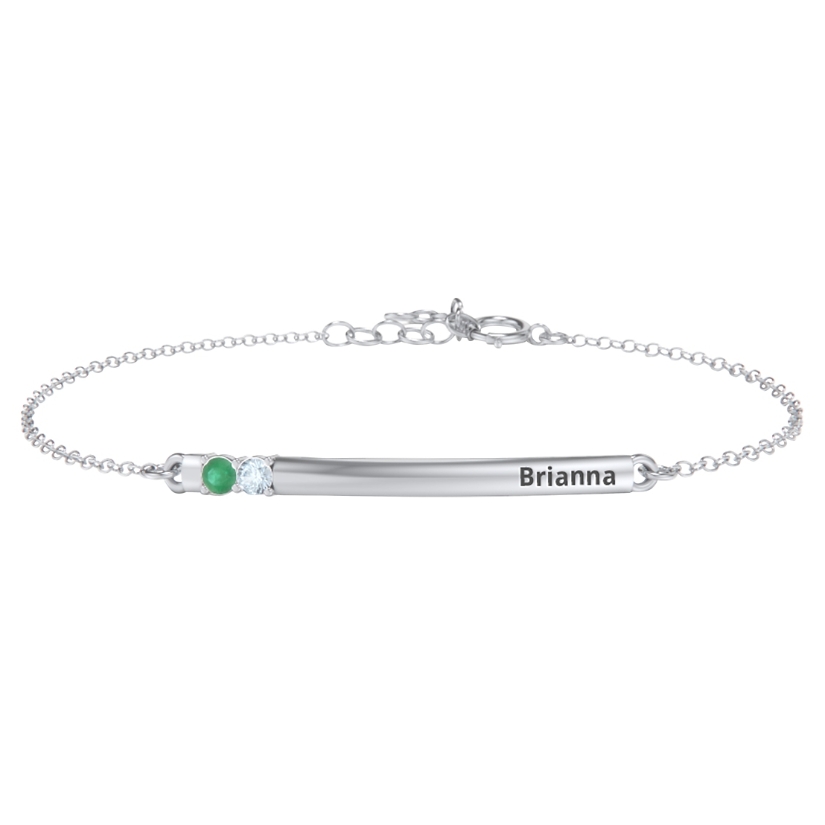 Customized Family Birthstone Bar Bracelet 2 Stones Personal Creations