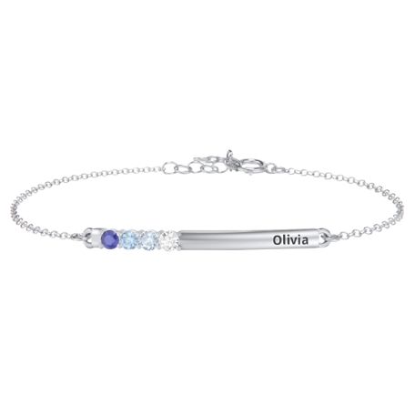 Customized Family Birthstone Bar Bracelet - 4 Stones