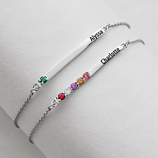 Customized Family Birthstone Bar Bracelet