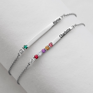 Customized Family Birthstone Bar Bracelet