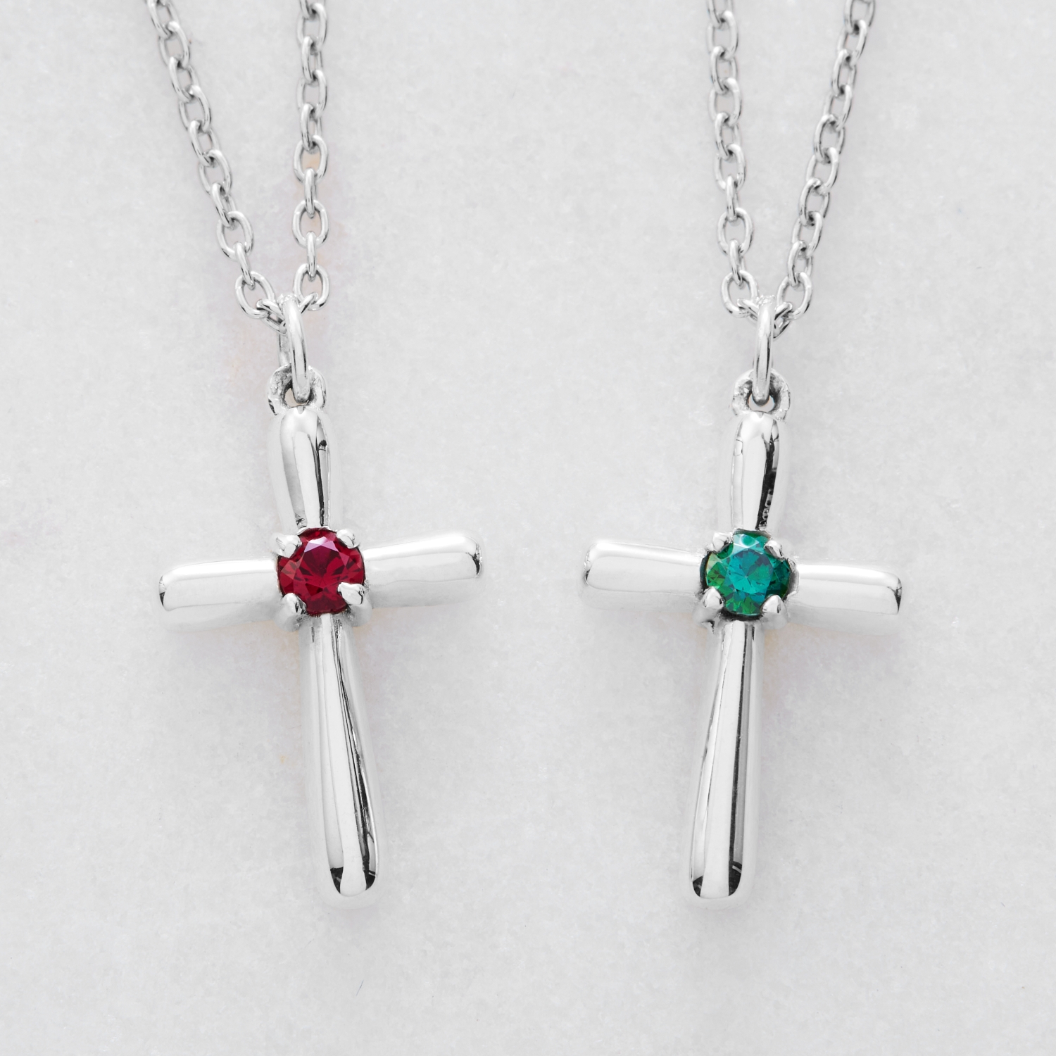 Delicate Birthstone Cross Necklace