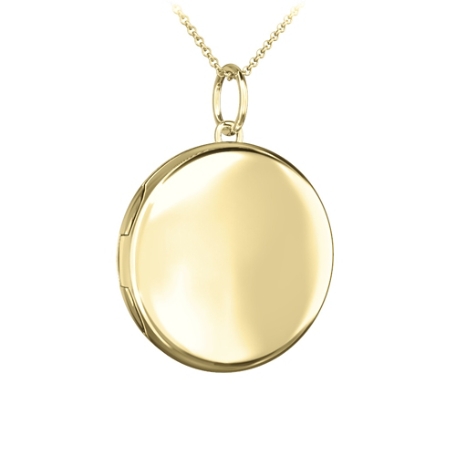 Engravable Circle Photo Locket Necklace - Gold - No Photo