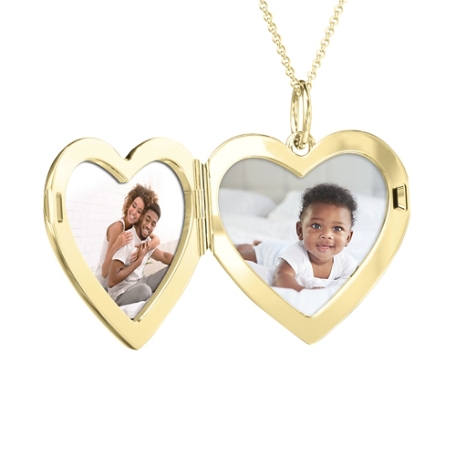 Engravable Heart Photo Locket Necklace - Gold - Paper Photo