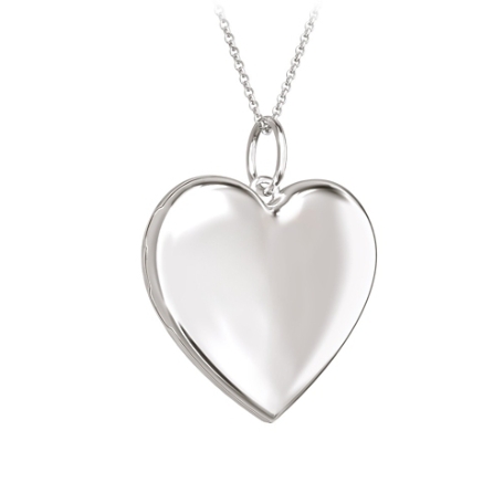 Engravable Heart Photo Locket Necklace - Sterling Silver - No Photo