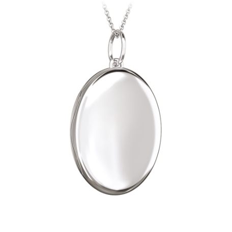 Engravable Oval Photo Locket Necklace - Sterling Silver - No Photo