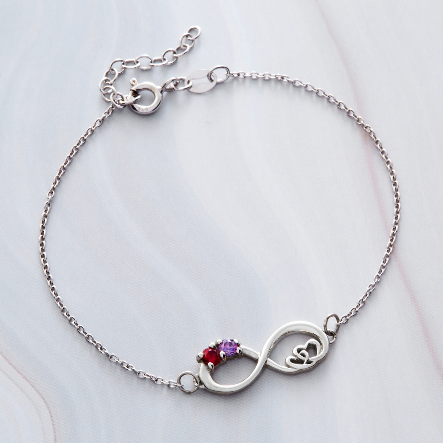 Forever Loved Double Heart Birthstone Bracelet