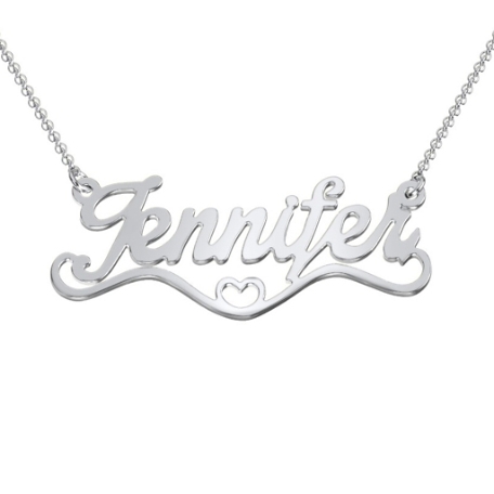 Loving Hearts Personalized Name Necklace w/Heart - Sterling Silver