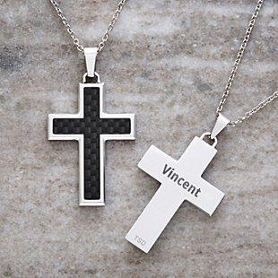 Man Of Faith Engraved Cross Necklace