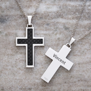 Man Of Faith Engraved Cross Necklace