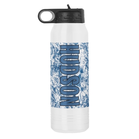 Cool Colors White Stainless Steel Water Bottles 30oz- Denim Tie Dye