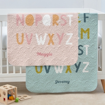 Alphabet Name Quilted Baby Blanket