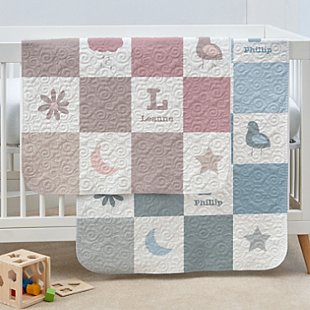 Color Block Name Quilted Baby Blanket