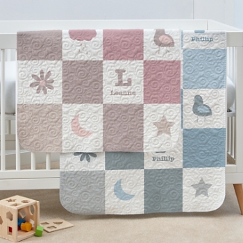 Color Block Name Quilted Baby Blanket