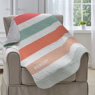 Color Block Stripe Name Quilted Baby Blanket